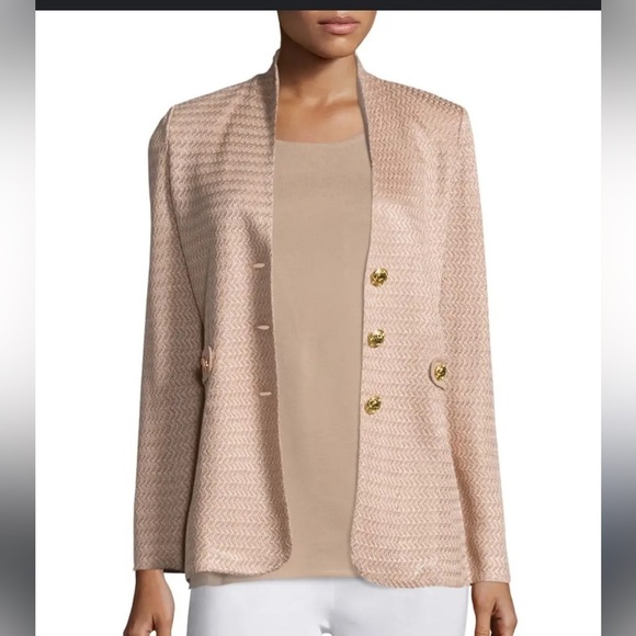 Misook Textured Gold Button Jacket in Sand Size Small - Picture 7 of 7
